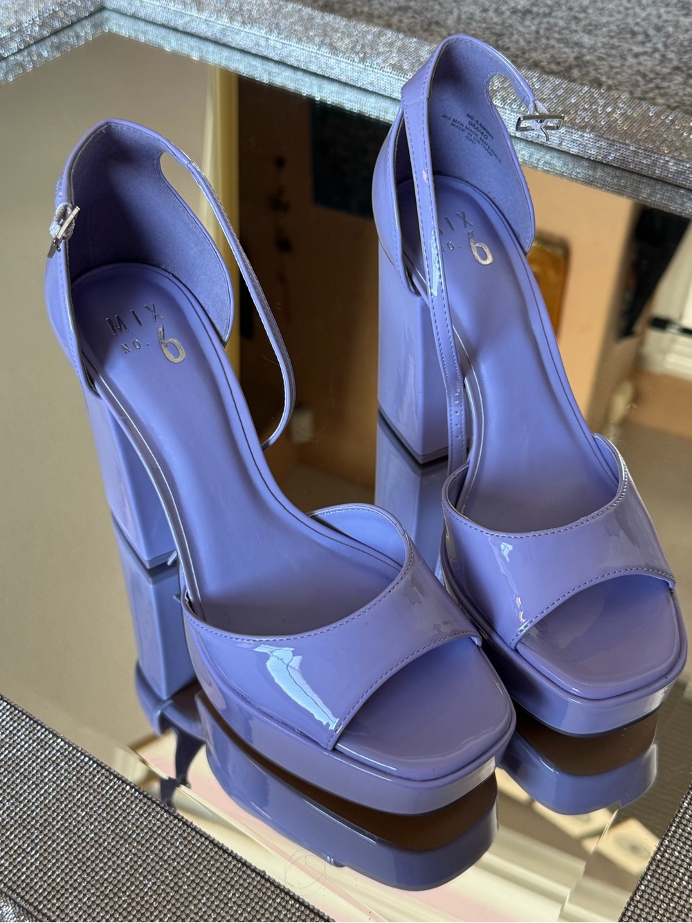 Mix No. 6 Lavender Patent Platform Block Heel Sandals